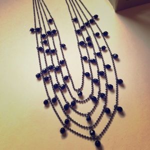 Stacked black beaded necklace